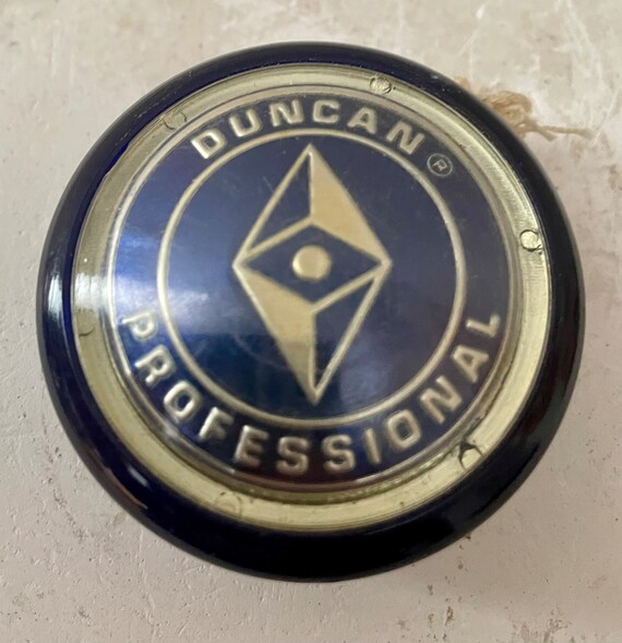 Vintage Duncan Professional Yoyo Blue Gold Diamond Retro