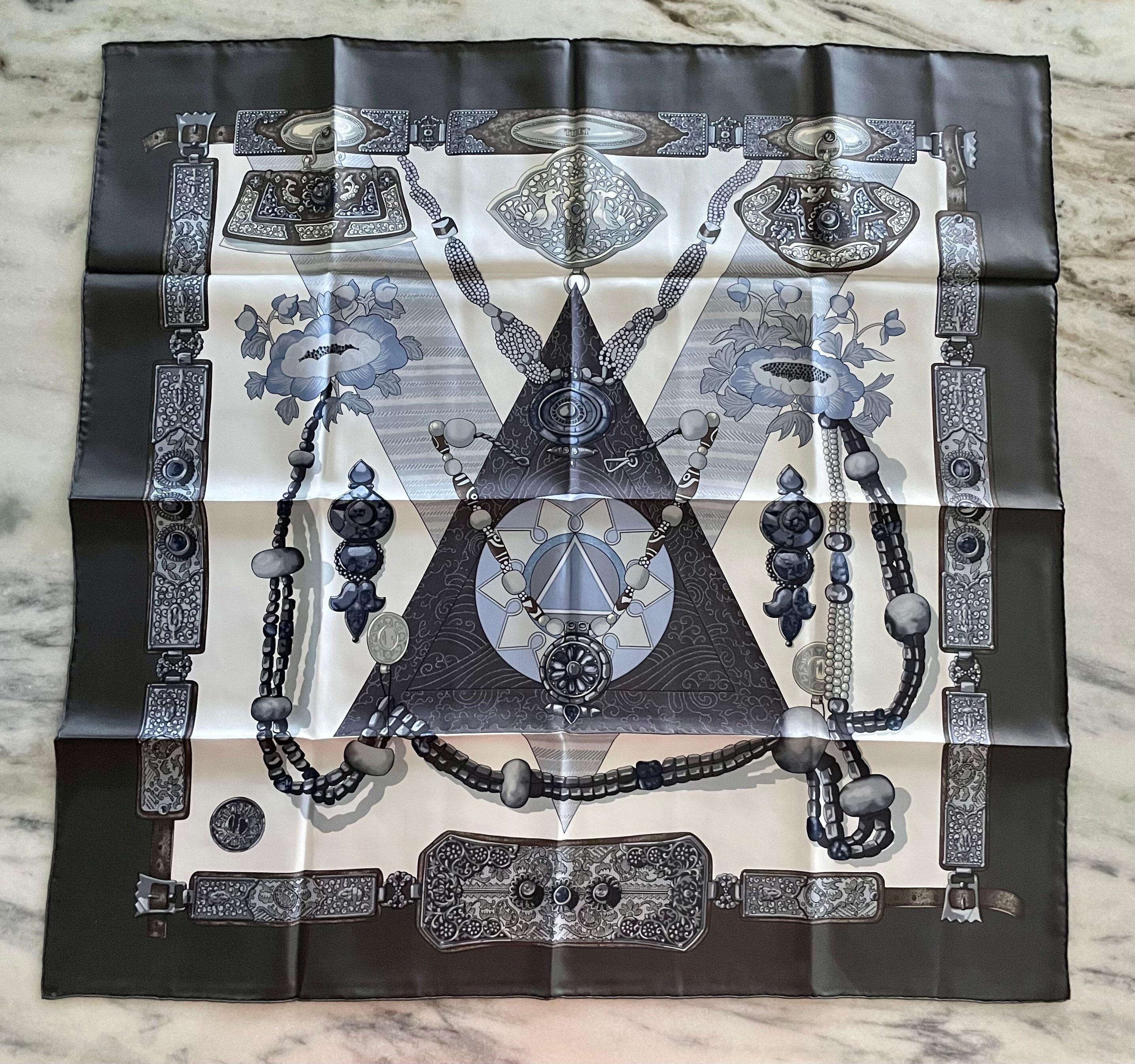 Vintage Hermes Tibet Scarf / LE CARRE HERMES / Paris / 100% Silk