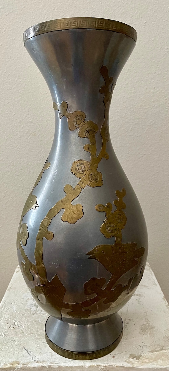 大流行中！ 中国 緑釉 刻花文 扁壷 花瓶 高さ約34cm 時代箱 V R8628H （14 工芸品