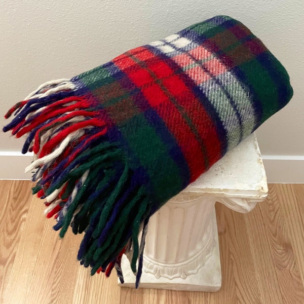 Vintage Horner Plaid Wool Blanket / Founded 1836 / All Wool Throw / Horner Woolen Mills Company, Eaton Rapids, Michigan, USA