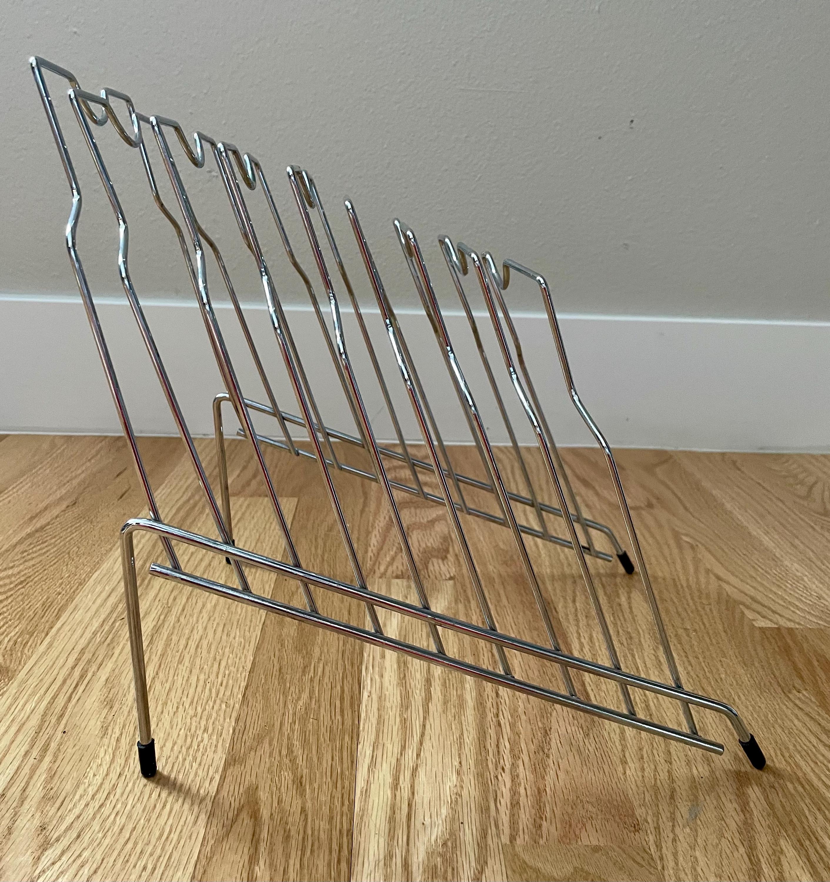 Vintage Mid Century Modern White Metal Record Rack: Retro Vinyl Storage ...