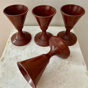 Set of 4 Antique Cone Cups / 1920s Brown Bakelite Trade BURT Mark Ice Cream Cups / Vintage Ice Cream Parlor Dishes / USA / B15