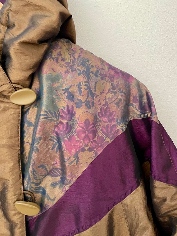 Vintage Floral Patchwork Down Puffer Coat: Irides… - image 6