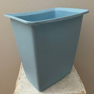 Vintage Powder Blue Small Trash Can /  Rubbermaid Vanity Can / Soft Plastic Baby Blue Bin / Retro Trash Bin