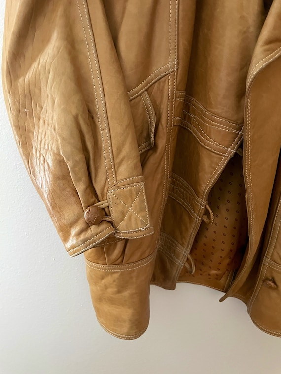 Vintage 80s Avanti Shearling Leather Coat: Unisex Tan Jacket