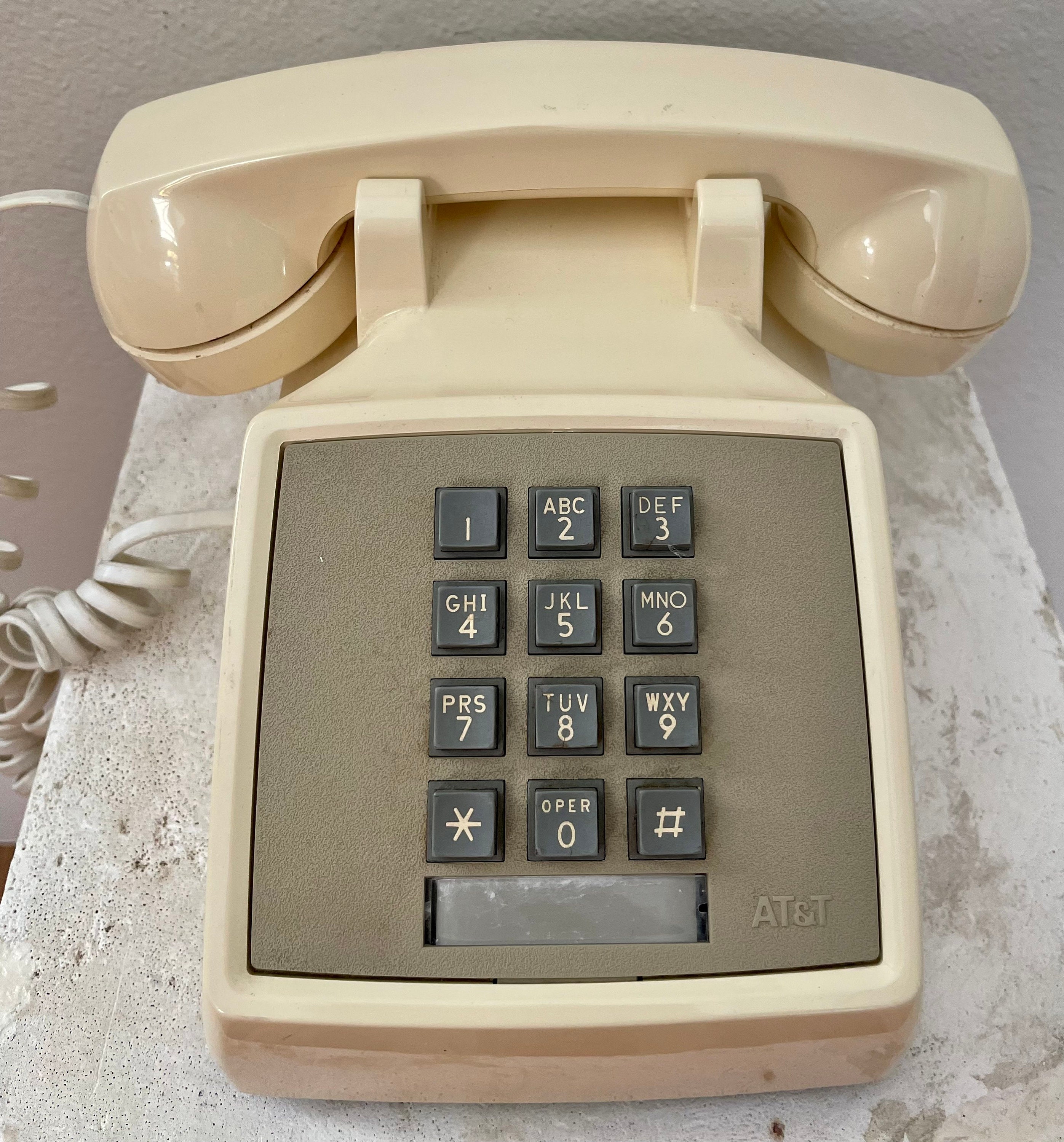 Vintage Corded Push Button Dial Telephone / Old Fashioned