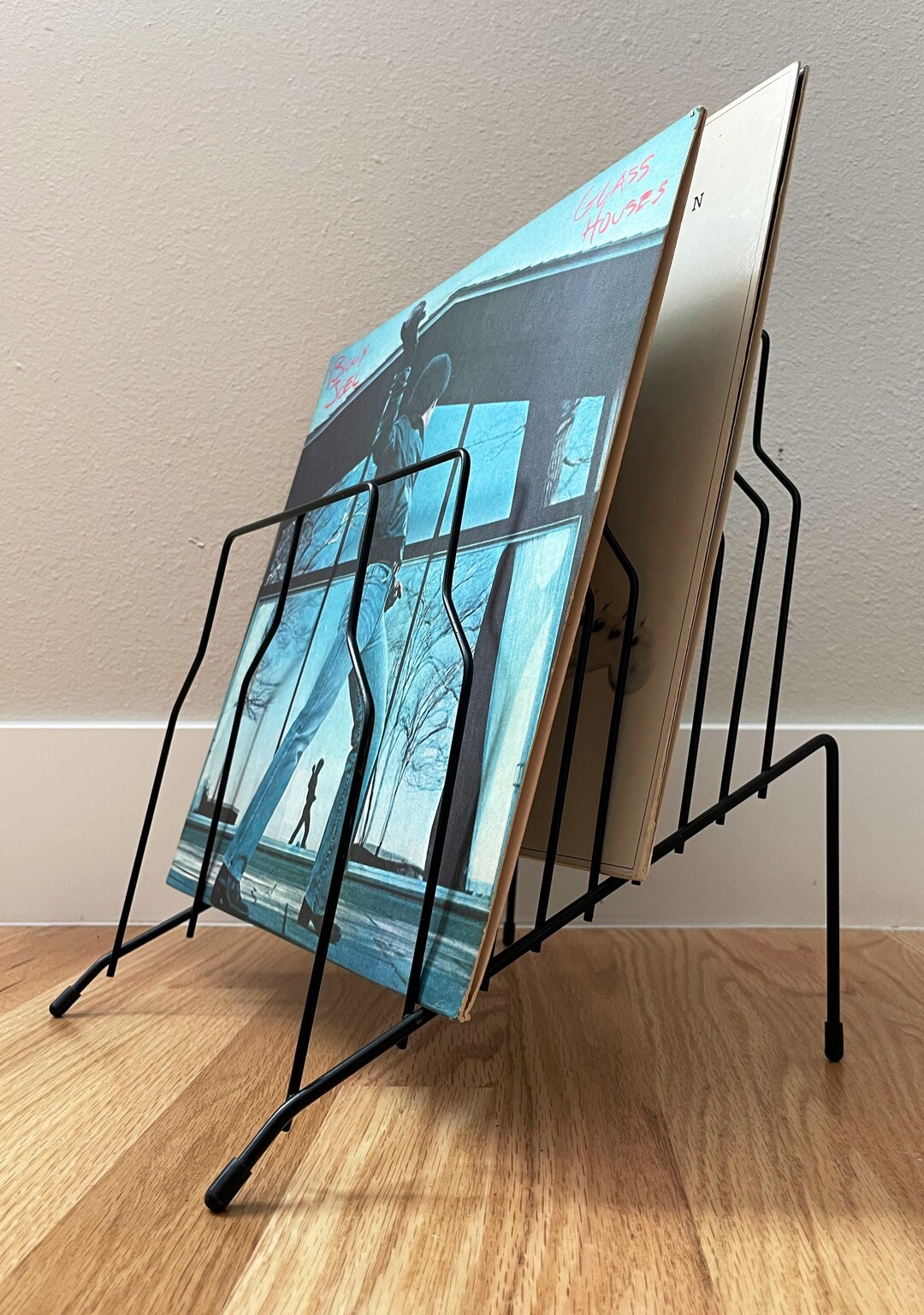 Vintage Large Record Rack / Mid Century Modern Black Metal Record ...