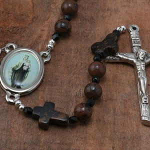 Mahogany Obsidian Rosary With Matching Crosses  (Custom, Natural Stone. Catholic Man, Catholic Father, Masculine Rosary, Custom)