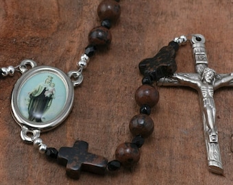 Mahogany Obsidian Rosary With Matching Crosses  (Custom, Natural Stone. Catholic Man, Catholic Father, Masculine Rosary, Custom)