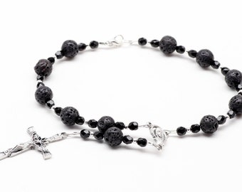 Black Lava Rock Custom Car Rosary