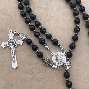 Schwarzer Obsidian-Rosenkranz (Custom, Naturstein, katholischer Mann, katholisches Vatergeschenk)