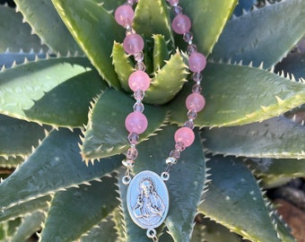 Pink Quartz Custom Car Rosary