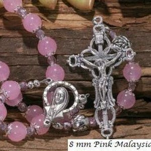 Rose Quartz or Pink Malaysia Jade Rosary