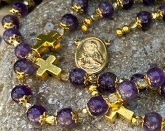 Amethyst Rosary (Gemstone, Gold Accents)