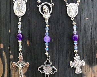 Lavender or Purple Quartz Custom Car Rosary