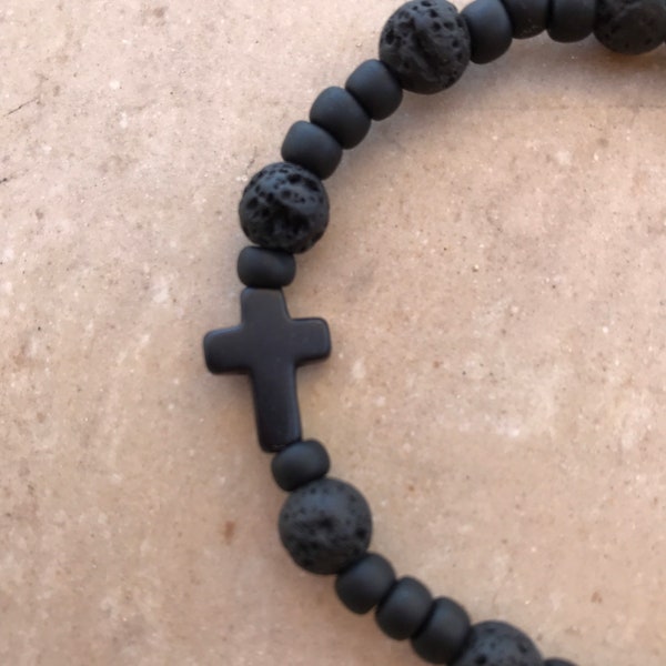 Lava Rock Handmade Custom Rosary Bracelet