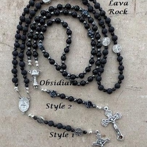 Obsidian or Lava Rock Custom Rosary (First Communion or Confirmation Gift - Personalize with a Name Option)
