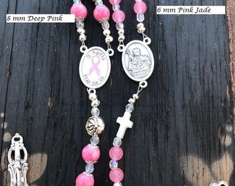 Breast Cancer Rosary (Two sizes, Add a name option, Charity donation)