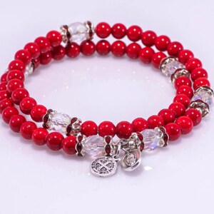 Full Rosary Wrap 10 bead choices, Memory Wire Red Mashan Jade