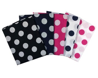 The Craft Cotton Co Small Medium & Large Spots Fat Quarters Polka Dots Fabric Bundle (100% Cotton, Premium Quality, Designed in England)