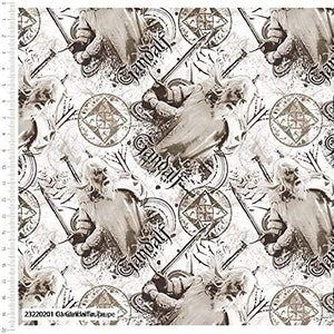 The Craft Cotton Co Sagan om ringen - Gandalf - Bomullstrycktyg 100% bomull, 110 cm brett (perfekt för hantverk, sömnad, quiltning)