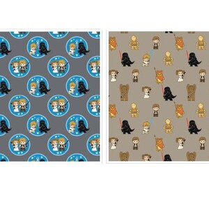 Star Wars Kawaii Charaktere Baumwollstoff 110 cm breit 100% Baumwolle Echter Lizenzierter Stoff - Ideal zum Basteln, Quilten, Nähen, Wimpelkette