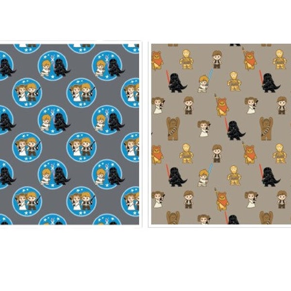 Tissu en coton Star Wars Kawaii, 110 cm de large, 100 % coton véritable sous licence - Idéal pour les travaux manuels, la courtepointe, la couture, les banderoles