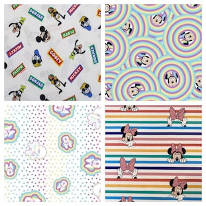 Little Johnny - Disney Regenbogen Minnie Maus Baumwollstoff Craft Quilting Polsterstoff Meterware Kinder Basteln Baumwollstoff
