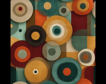 Bauhaus Orbit Digital Cotton Fabric 150cm Wide 100% Cotton Fabric Ideal for Crafts, Sewing, DIY Projects