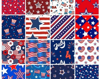 CraftsFabrics 100%コットン 星条旗柄 アメリカ国旗生地バンドル 50 x