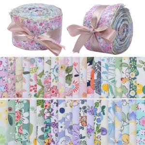 CraftsFabrics 40Pcs Floral Jelly Rolls Cotton Quilting Strips 100% Cotton 6.5x100cm Wide Square Fabric for DIY,Sewing, Quilting, Kid&#39;s Craft