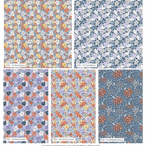 Tessuto fresco con fiori piccoli e minuscoli, 100% cotone, stampe, 45 x 55 cm di larghezza, 5 pezzi, per quilting, patchwork, cucito, arredamento per la casa