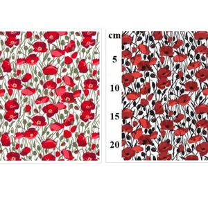 Rose & Hubble Fabrics Red Poppy Fabric Craft Fabric Material 100% Cotton Quilting, Children&#39;s Dressmaking (CP0897)