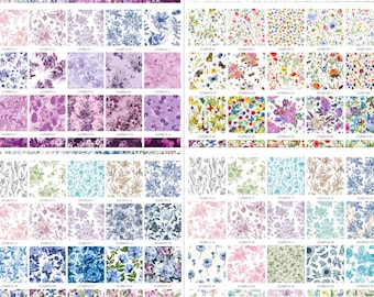 CraftsFabrics 40pcs Floral Prints Porcelain Prints 5" X 5" Charm Packs DIY Cotton Fabric For Sewing Crafting Patchwork