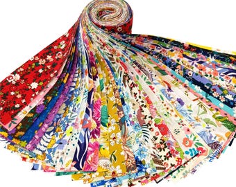 CraftsFabrics 6.5 * 50cm Wide 40pcs Pre-Cut Floral Birds Printed Quilting Fabric Roll 100% Cotton for Quilting, Sewing, Crafts, Patchwork