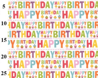 Rose & Hubble Digital Cotton Print Birthday Cakes Fabric 100% Cotton Fabric 150cm Wide Craft Fabric Material Birthday Parties (RHD1132)