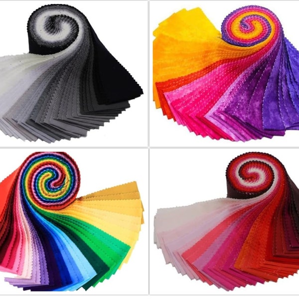 CraftsFabrics 2,5 x 44 pouces 20 bandes de Jelly Rolls unies unies 100 % coton tissu prédécoupé courtepointe, scrapbooking, couture, travaux manuels, patchwork