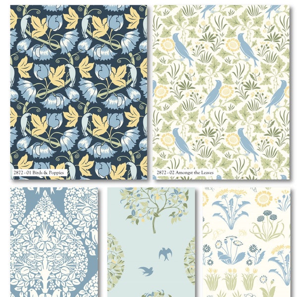 The Craft Cotton Co Voysey Birds in Nature by the V&A 100% Cotton Craft Fabric Material Fabric for Quilting by Metre, 0.5 Metre, Fat Quarter