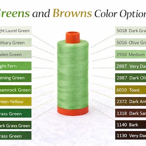 Aurifil Mako Cotton Thread Solid 12wt 100% Long Staple Mercerized Egyptian Cotton 356yds Threads - Greens and Browns