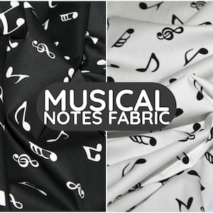 Rose and Hubble 100% Cotton Poplin Fabric Musical Notes Fabric Craft Material 112cm wide Crafts, Quilting, Sewing, Crafting (CP0133)
