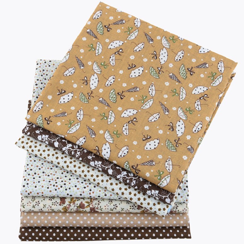 Geminimall - Set di 50 quadretti in cotone, 10 x 10 cm, per patchwork, fai da te, cucito, scrapbooking, trapuntatura, motivo floreale a pois, colore: marrone