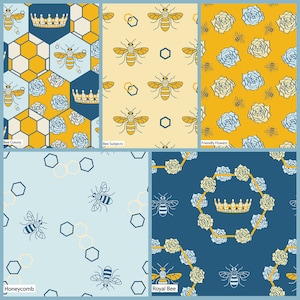 The Craft Cotton Co Patchwork Bee Fabric by Metre/Half Metre/Fat Quarter Craft Cotton Quilting Fabric 100% Cotton Sewing Fabric for Children