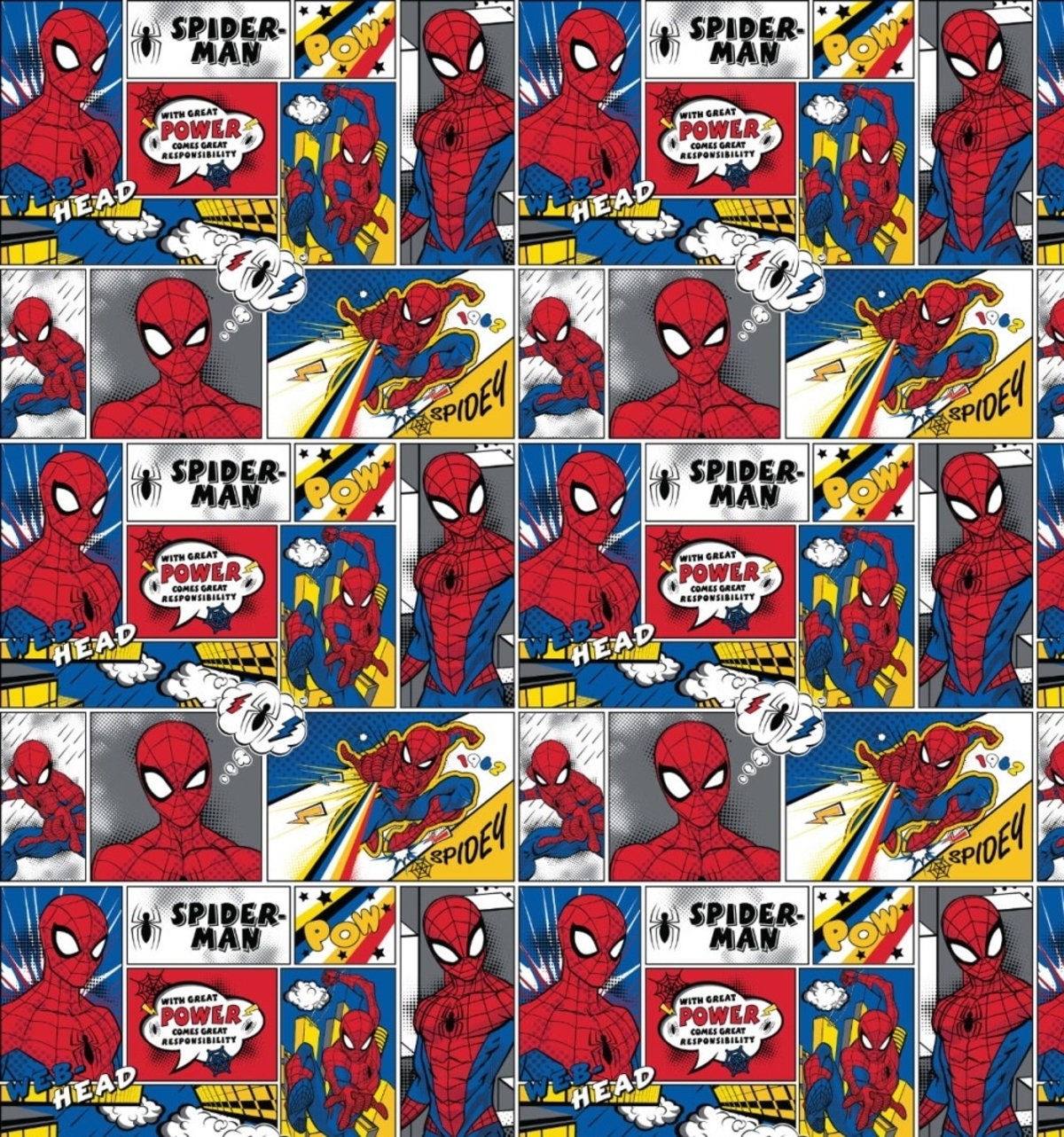 85 cm Spiderman cotton fabric, cotton poplin, licensed fabric, Marvel  superheroes