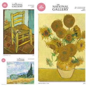 The National Gallery Vincent Van Gogh Sunflowers Chair A Wheatfield Fabric Panel 44&#39;&#39; Wide 100% Organic Cotton Craft Fabric