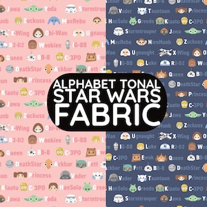 Alphabet Tonal Star Wars Cotton Fabric 110cm wide 100% Cotton Genuine Licensed Fabric Ideal for Crafts, Quilting, Sewing, kid&#39;s Dressmaking