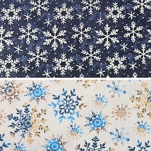 Christmas Snowflakes Prints 100% Cotton 112cm Wide Digitally Printed Fabric for Crafting, Sewing, Patchwork, Dressmaking