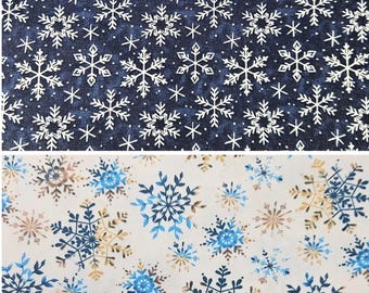 Christmas Snowflakes Prints 100% Cotton 112cm Wide Digitally Printed Fabric for Crafting, Sewing, Patchwork, Dressmaking