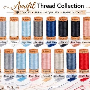 Aurifil Cotton Mako 80wt Thread 306 Yards Ideal for Sewing, Quilting, Crocheting