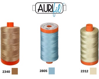 Filo di cotone Aurifil Mako Solid 50WT Scatola di cotone da 4 bobine grandi - 4 x 1422 m Ideale per ricamo a macchina, quilting e cucito