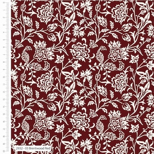 The Craft Cotton Co V&A Museum William Morris Brentwood Red by Metre/Half Metre/Fat Quarter 100% Organic Cotton Quilting Fabric